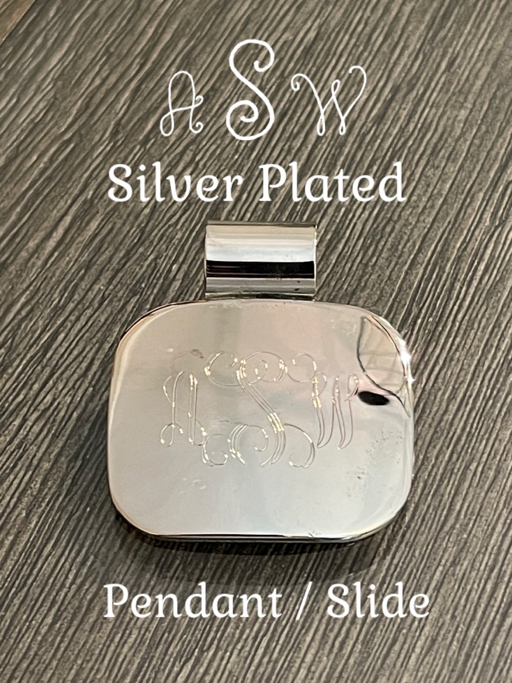 Vintage Style Silver-Plated Monogrammed Pendant - Slide